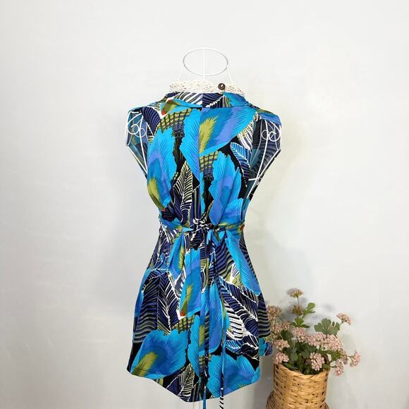 Gorgeous y2k vintage Caché blue tight babydoll tank top - Picture 5 of 6